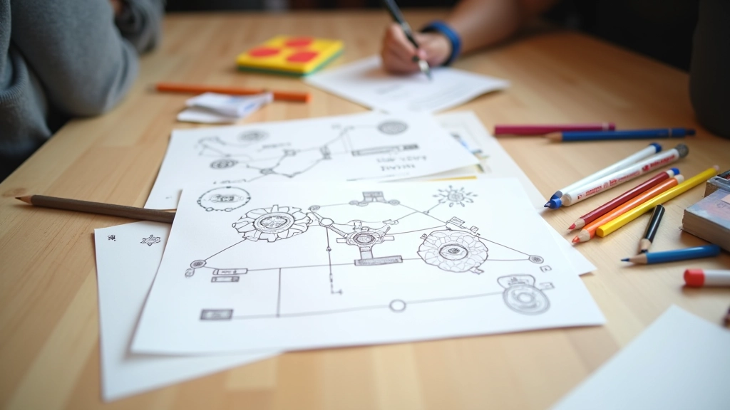 Papist prototüübid ja sketsid, mis näitavad mängu arengu etappe